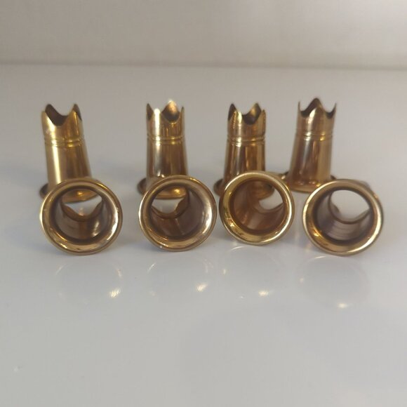 Vintage Set of 8 Brass Tall Ring Inserts For Pillar Candle Holders - Picture 3 of 5